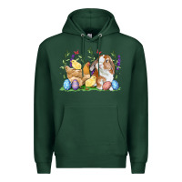 Sports Green Easter bunny and chicks with floral Premium Hoodie - RanaPortraitStore