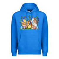 True Royal Easter bunny and chicks with floral Premium Hoodie - RanaPortraitStore