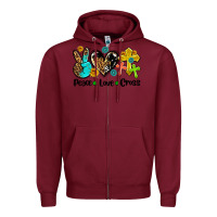 Burgundy peace love cross Zipper Hoodie - AdoDesignShop