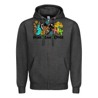 Charcoal Heather peace love cross Zipper Hoodie - AdoDesignShop