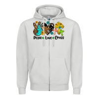 Dove Grey peace love cross Zipper Hoodie - AdoDesignShop