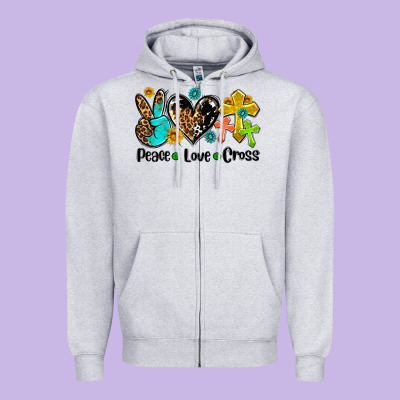 Peace Love Cross Zipper Hoodie Designed By Adodesignshop
