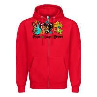 Red peace love cross Zipper Hoodie - AdoDesignShop