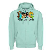 Seafoam peace love cross Zipper Hoodie - AdoDesignShop