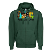 Sports Green peace love cross Zipper Hoodie - AdoDesignShop