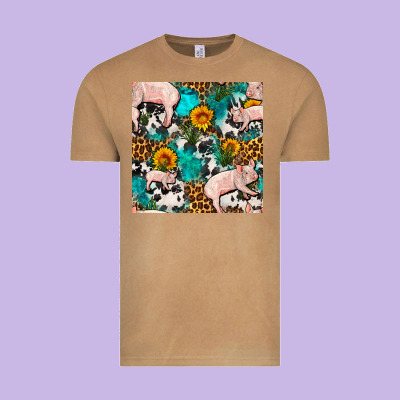 American Yorkshire Pig Seamless Pattern Vintage Tee Designed By Fadigitalartstudio