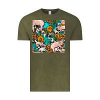 Vintage Olive american yorkshire pig seamless pattern Vintage Tee - FaDigitalArtStudio