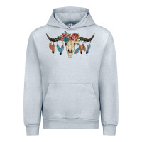 Heather Grey Texas Longhorn Bull Skull Urban Hoodie - JahusDesignShop