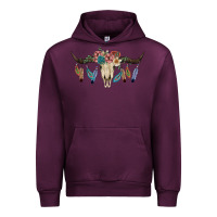 Mauve Wine Texas Longhorn Bull Skull Urban Hoodie - JahusDesignShop