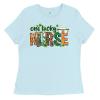 Baby Blue One lucky Nurse with elements St. Patricks Day Ladies Tee - HowdyJamesFarm