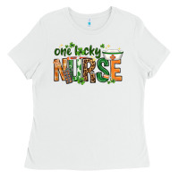 White One lucky Nurse with elements St. Patricks Day Ladies Tee - HowdyJamesFarm