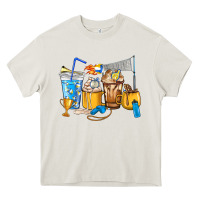 Cream Volleyball coffee cups Heavy Core Tee - HowdyJamesFarm