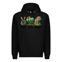 Black Peace Love Hippo Premium Hoodie - LillyAllenDesigns