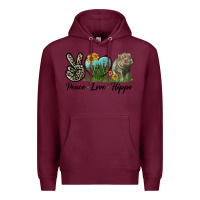 Burgundy Peace Love Hippo Premium Hoodie - LillyAllenDesigns