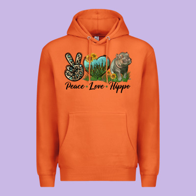 Peace Love Hippo Premium Hoodie Designed By Lillyallendesigns
