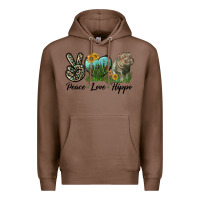Chestnut Peace Love Hippo Premium Hoodie - LillyAllenDesigns