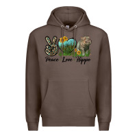 Coffee Peace Love Hippo Premium Hoodie - LillyAllenDesigns