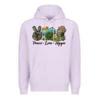 Lilac Peace Love Hippo Premium Hoodie - LillyAllenDesigns