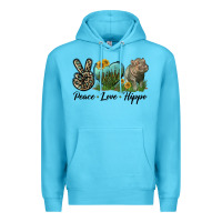 Ocean Blue Peace Love Hippo Premium Hoodie - LillyAllenDesigns