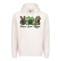 Pale Pink Peace Love Hippo Premium Hoodie - LillyAllenDesigns