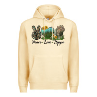 Pina Colada Peace Love Hippo Premium Hoodie - LillyAllenDesigns