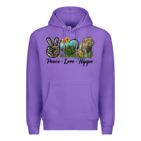 Purple Peace Love Hippo Premium Hoodie - LillyAllenDesigns