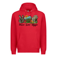 Red Peace Love Hippo Premium Hoodie - LillyAllenDesigns