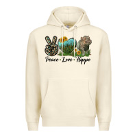 Sandshell Peace Love Hippo Premium Hoodie - LillyAllenDesigns