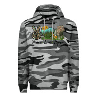 Slate Camo Peace Love Hippo Premium Hoodie - LillyAllenDesigns