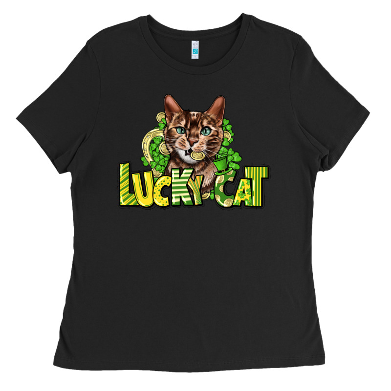 Lucky Cat St. Patrick's Ladies Tee by HowdyJamesFarm | Teevron