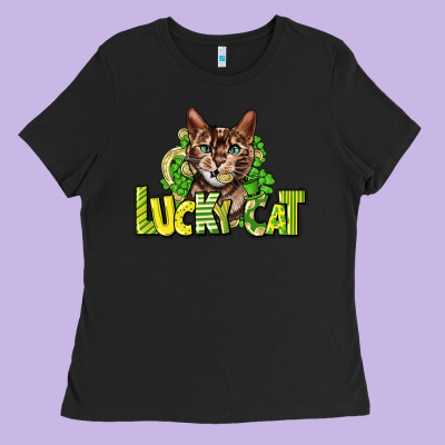 Lucky Cat St. Patrick's Ladies Tee Designed By Howdyjamesfarm
