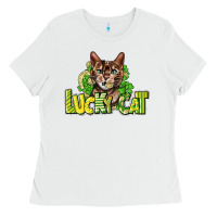 White Lucky cat St. Patrick's Ladies Tee - HowdyJamesFarm