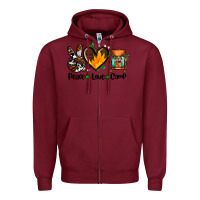 Burgundy peace love camp ado Zipper Hoodie - AdoDesignShop
