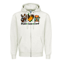 Oatmeal Heather peace love camp ado Zipper Hoodie - AdoDesignShop