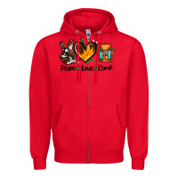 Red peace love camp ado Zipper Hoodie - AdoDesignShop