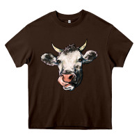 Chocolate Brown Cow Heavy Core Tee - HowdyJamesFarm