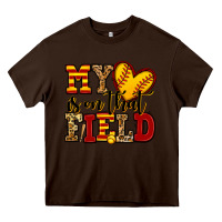 Chocolate Brown my heart is on that field softball Heavy Core Tee - Jasminsmagicworld