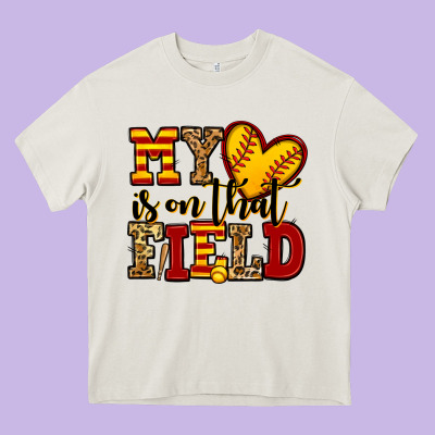 My Heart Is On That Field Softball Heavy Core Tee Designed By Jasminsmagicworld