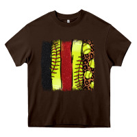 Chocolate Brown Softball brushstroke Heavy Core Tee - HowdyJamesFarm