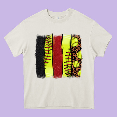 Softball Brushstroke Heavy Core Tee Designed By Howdyjamesfarm