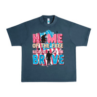Midnight Navy Home of the free because of the brave Urban Heavy Tee - FaDigitalArtStudio