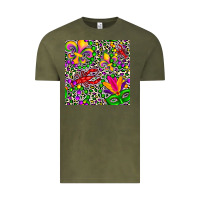 Vintage Olive mardi gras crawfish leopard  seamless pattern Vintage Tee - FaDigitalArtStudio