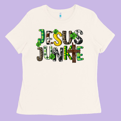 Jesus Junkie St. Patrick's Ladies Tee Designed By Cowgirlartshop