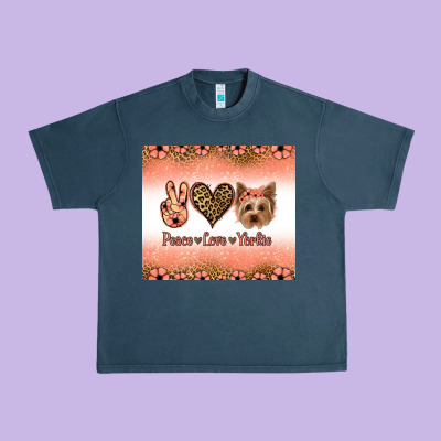 Peace Love Yorkie Urban Heavy Tee Designed By Jasminsmagicworld