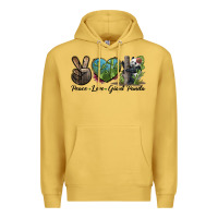 Antique Gold Peace Love Giant Panda Premium Hoodie - LillyAllenDesigns