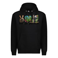 Black Peace Love Giant Panda Premium Hoodie - LillyAllenDesigns