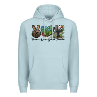 Blue Mist Peace Love Giant Panda Premium Hoodie - LillyAllenDesigns