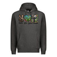 Charcoal Heather Peace Love Giant Panda Premium Hoodie - LillyAllenDesigns