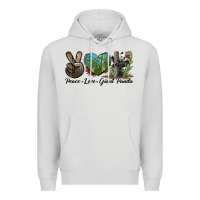 Dove Grey Peace Love Giant Panda Premium Hoodie - LillyAllenDesigns