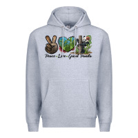 Heather Grey Peace Love Giant Panda Premium Hoodie - LillyAllenDesigns